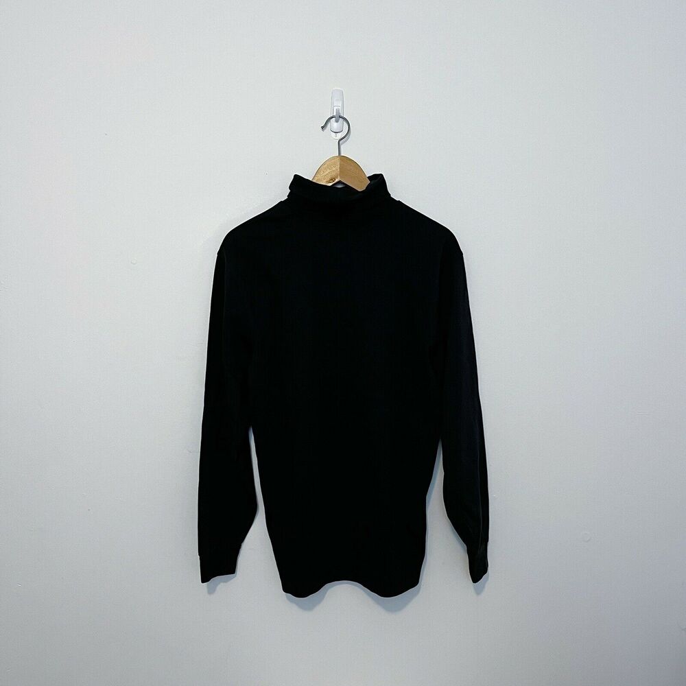 1990s LL Bean USA Turtleneck Sweatshirt Sweater Pullover Black Vintage VTG Sz M - Picture 2 of 3